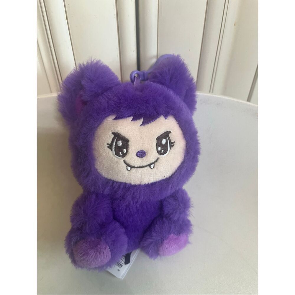 LaBabies FiFi Soft Keychain Monster Clip On Plush Stuffed Toy Purple Tan NWOT